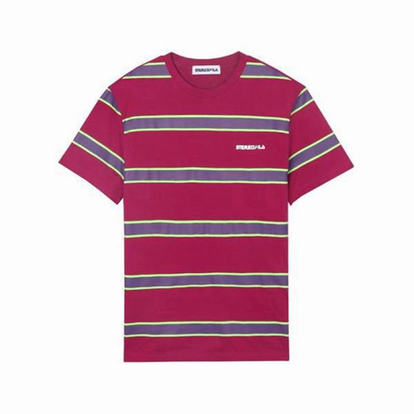 Fila Striped S/S Men's T-Shirts - Purple,NZ 21-40819